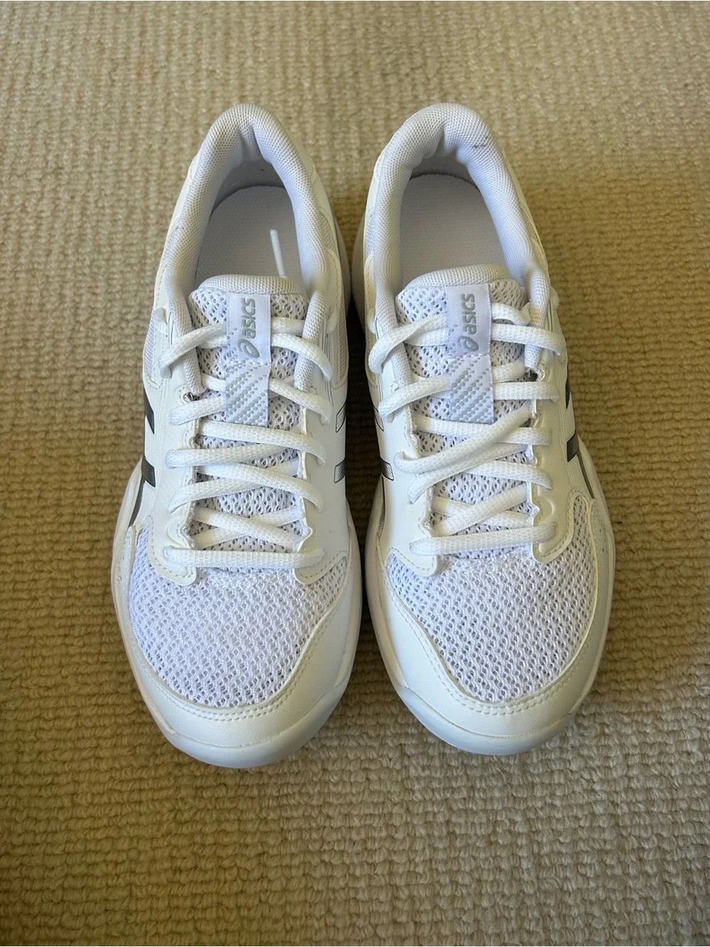 ASICS Women's White Mesh Athletic Sneakers with Subtle Black Accents
